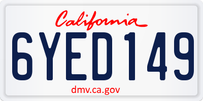 CA license plate 6YED149