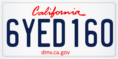 CA license plate 6YED160