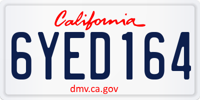 CA license plate 6YED164