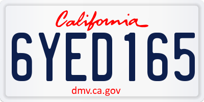 CA license plate 6YED165