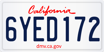 CA license plate 6YED172