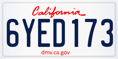 CA license plate 6YED173