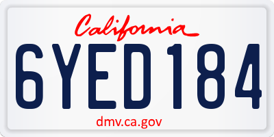 CA license plate 6YED184