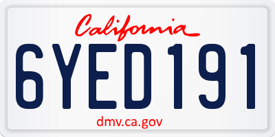 CA license plate 6YED191