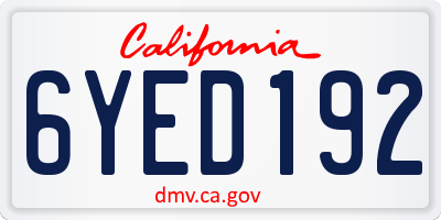 CA license plate 6YED192