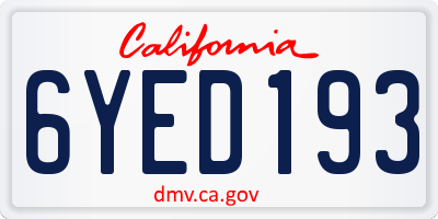 CA license plate 6YED193