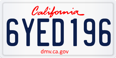 CA license plate 6YED196