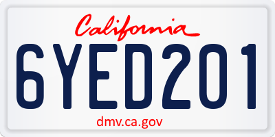 CA license plate 6YED201