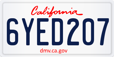 CA license plate 6YED207