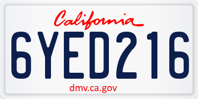 CA license plate 6YED216