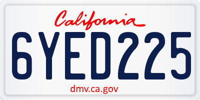 CA license plate 6YED225