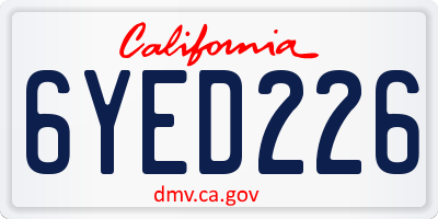 CA license plate 6YED226