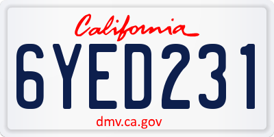 CA license plate 6YED231