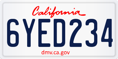 CA license plate 6YED234