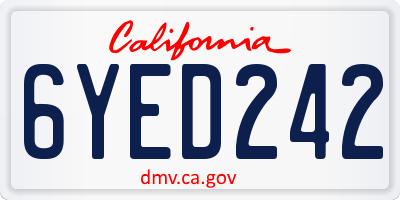 CA license plate 6YED242