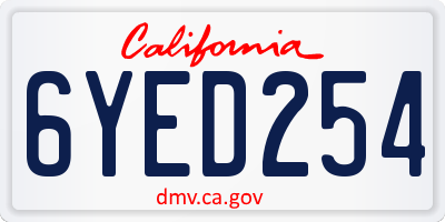 CA license plate 6YED254
