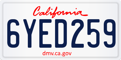 CA license plate 6YED259
