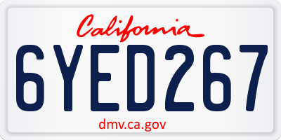 CA license plate 6YED267
