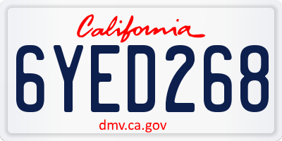 CA license plate 6YED268