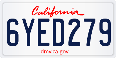 CA license plate 6YED279