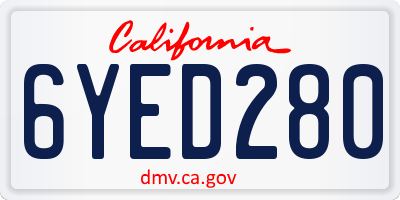CA license plate 6YED280