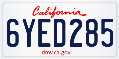 CA license plate 6YED285