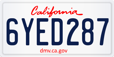 CA license plate 6YED287