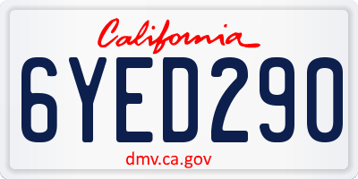 CA license plate 6YED290