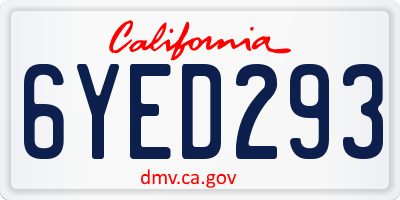 CA license plate 6YED293