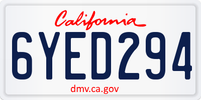 CA license plate 6YED294