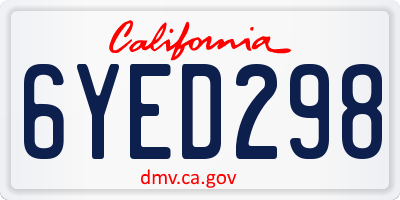 CA license plate 6YED298