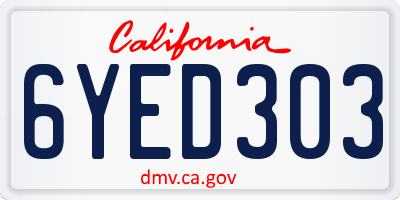 CA license plate 6YED303
