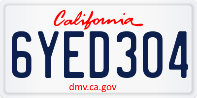 CA license plate 6YED304
