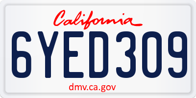 CA license plate 6YED309