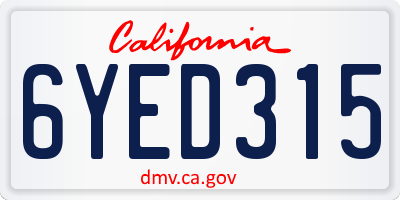 CA license plate 6YED315