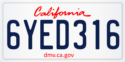 CA license plate 6YED316