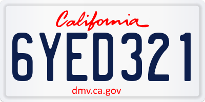 CA license plate 6YED321