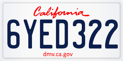 CA license plate 6YED322