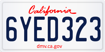 CA license plate 6YED323