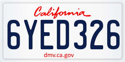 CA license plate 6YED326