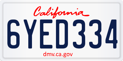 CA license plate 6YED334