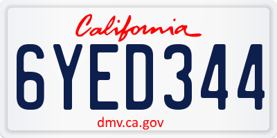 CA license plate 6YED344