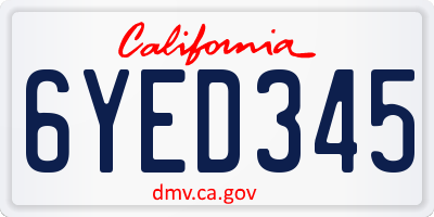 CA license plate 6YED345