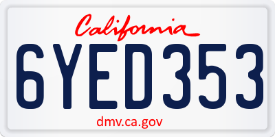 CA license plate 6YED353