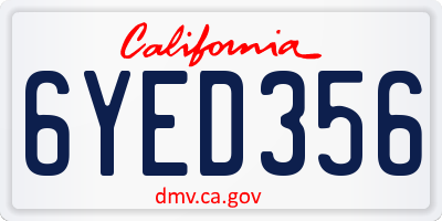 CA license plate 6YED356