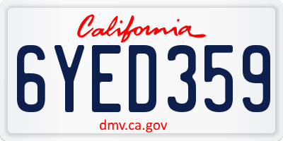 CA license plate 6YED359