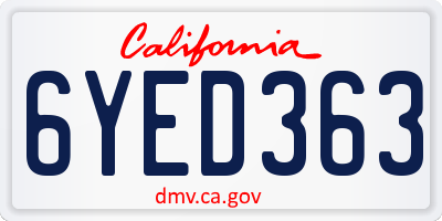 CA license plate 6YED363