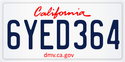 CA license plate 6YED364