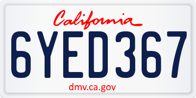 CA license plate 6YED367