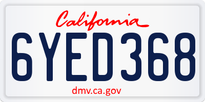 CA license plate 6YED368